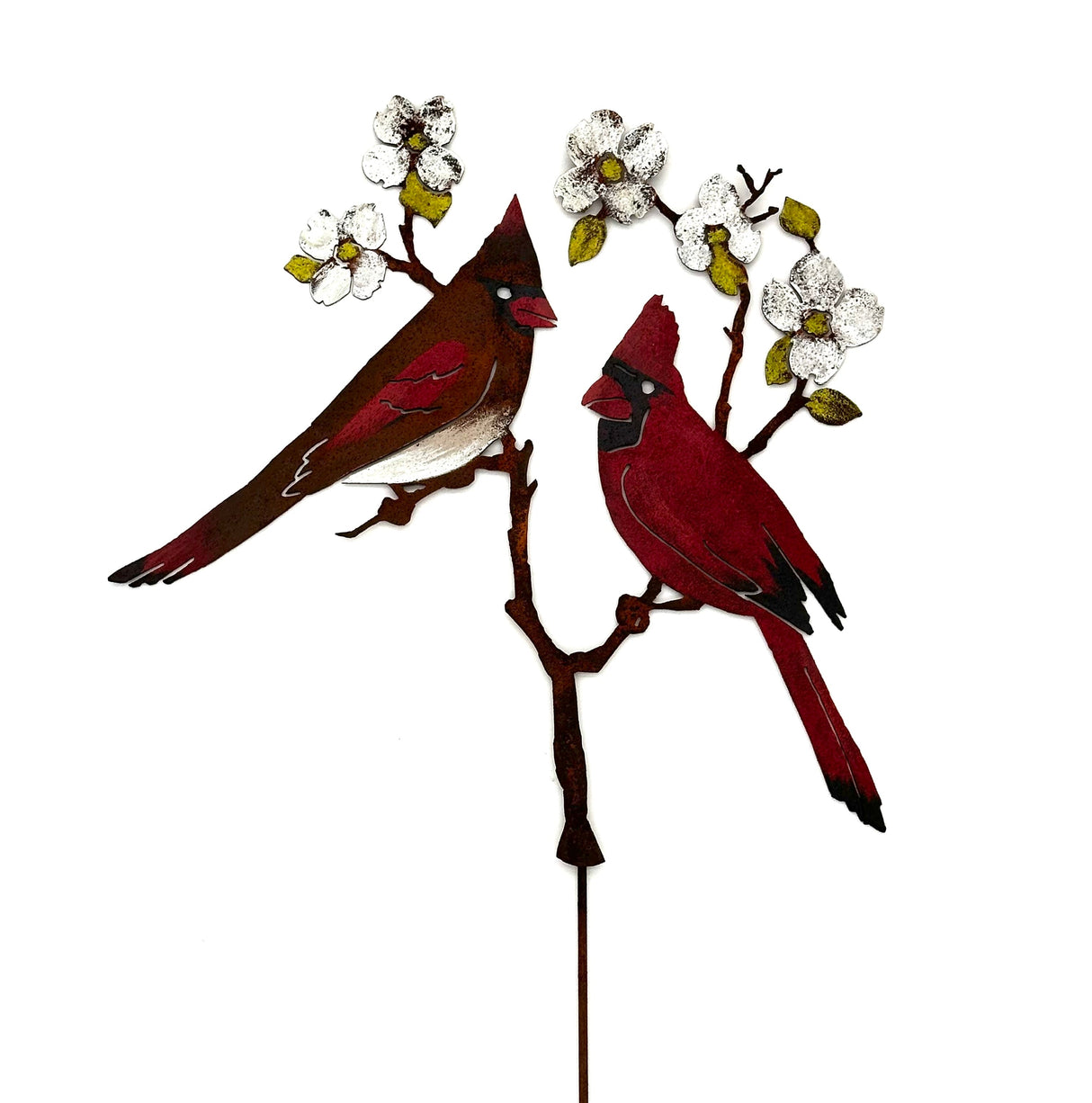 Cardinals On Dogwood Stake