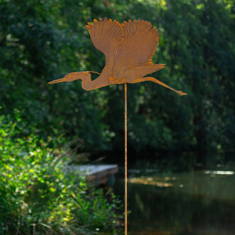 Flying Heron Yard Stake