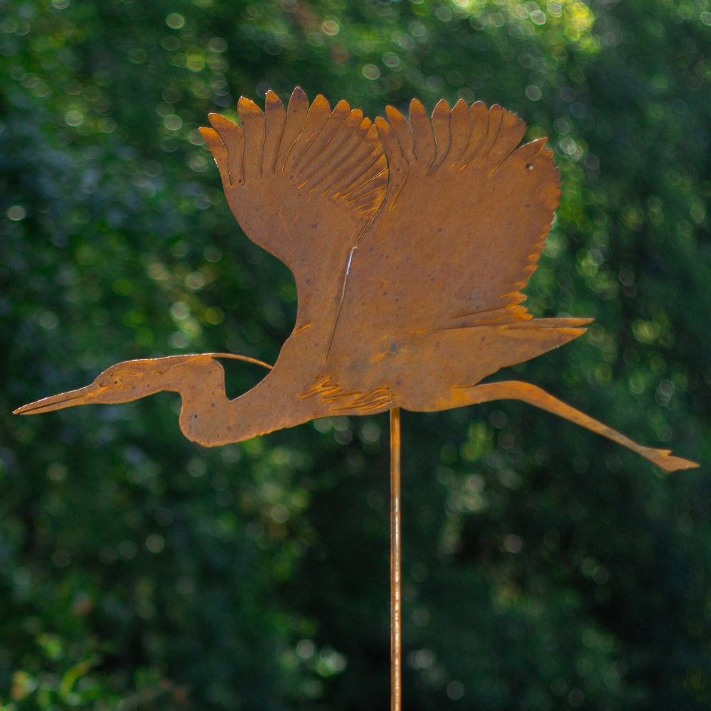 Flying Heron Yard Stake