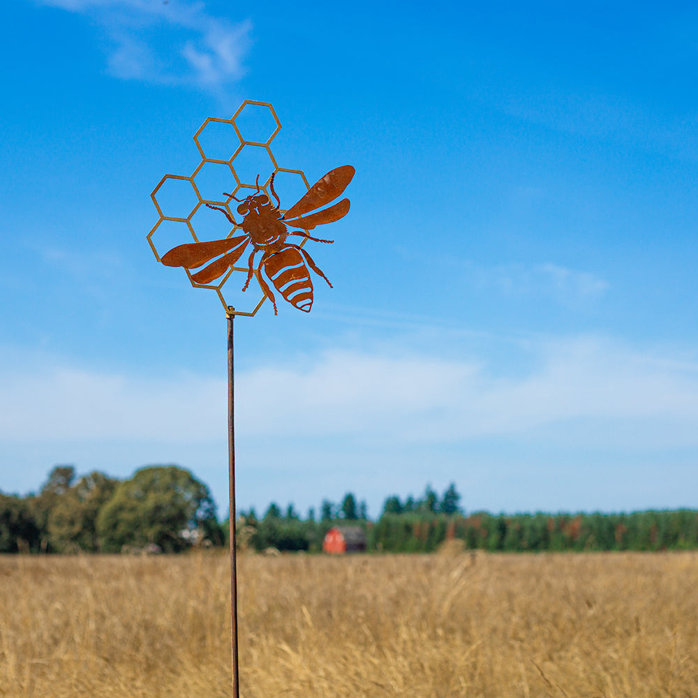 Honey Bee And Comb Yard Stake