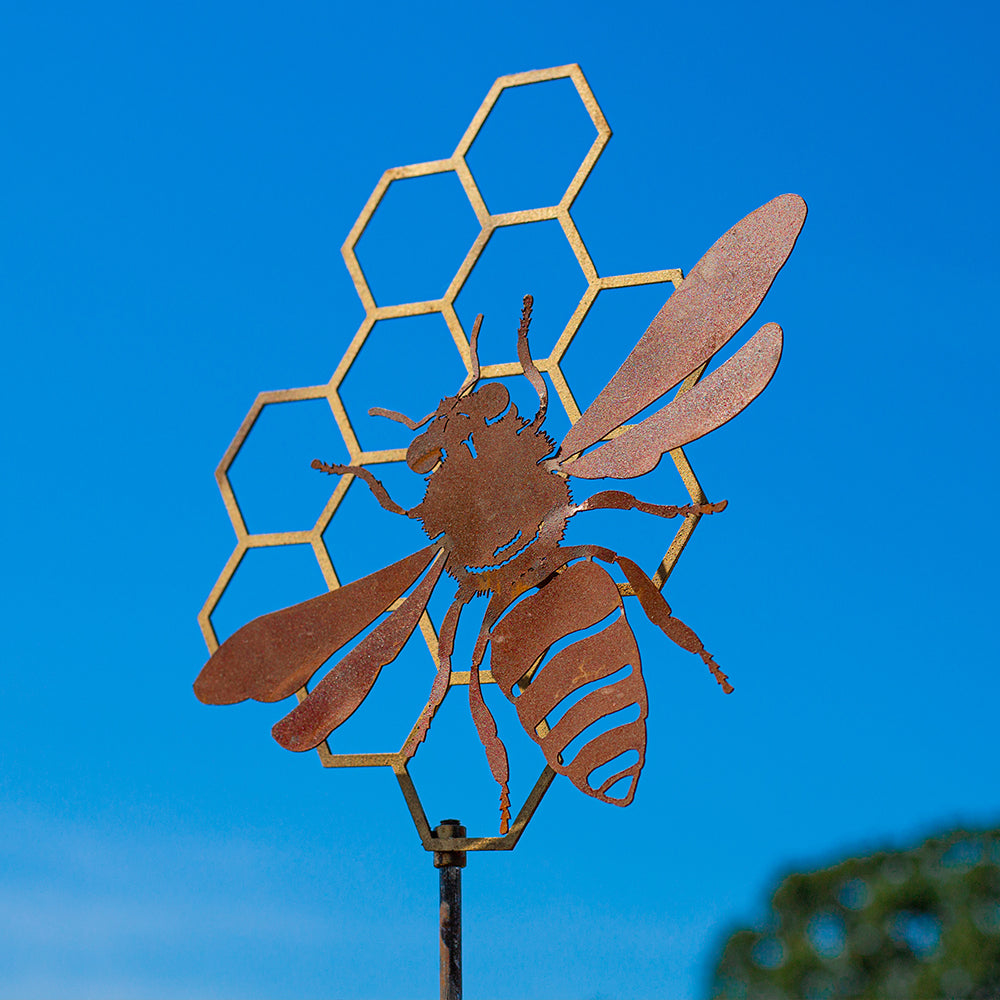 Honey Bee And Comb Yard Stake