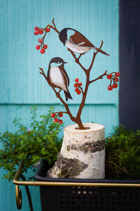 Chickadees & Berries Tab - Painted