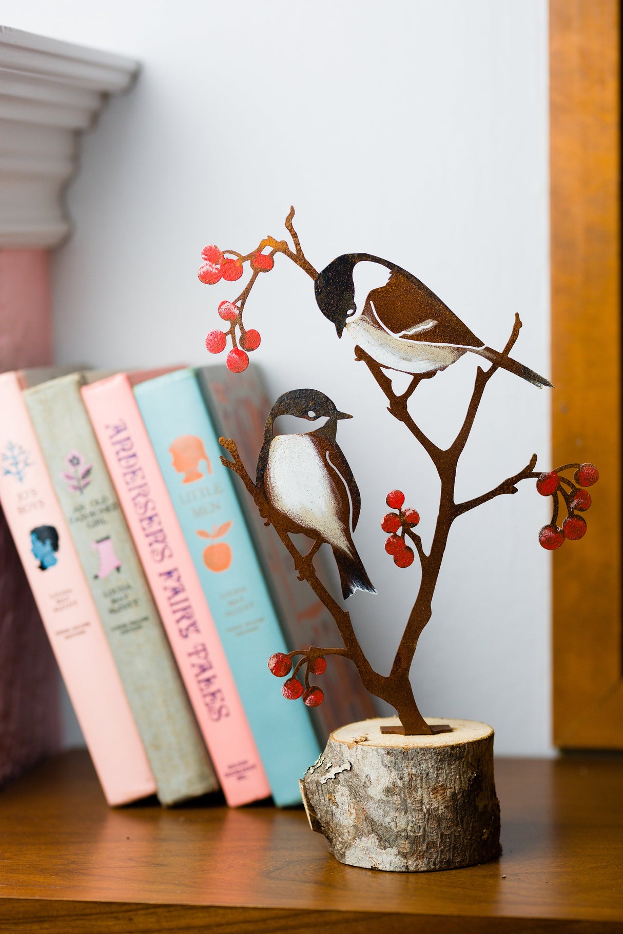 Chickadees & Berries Tab - Painted