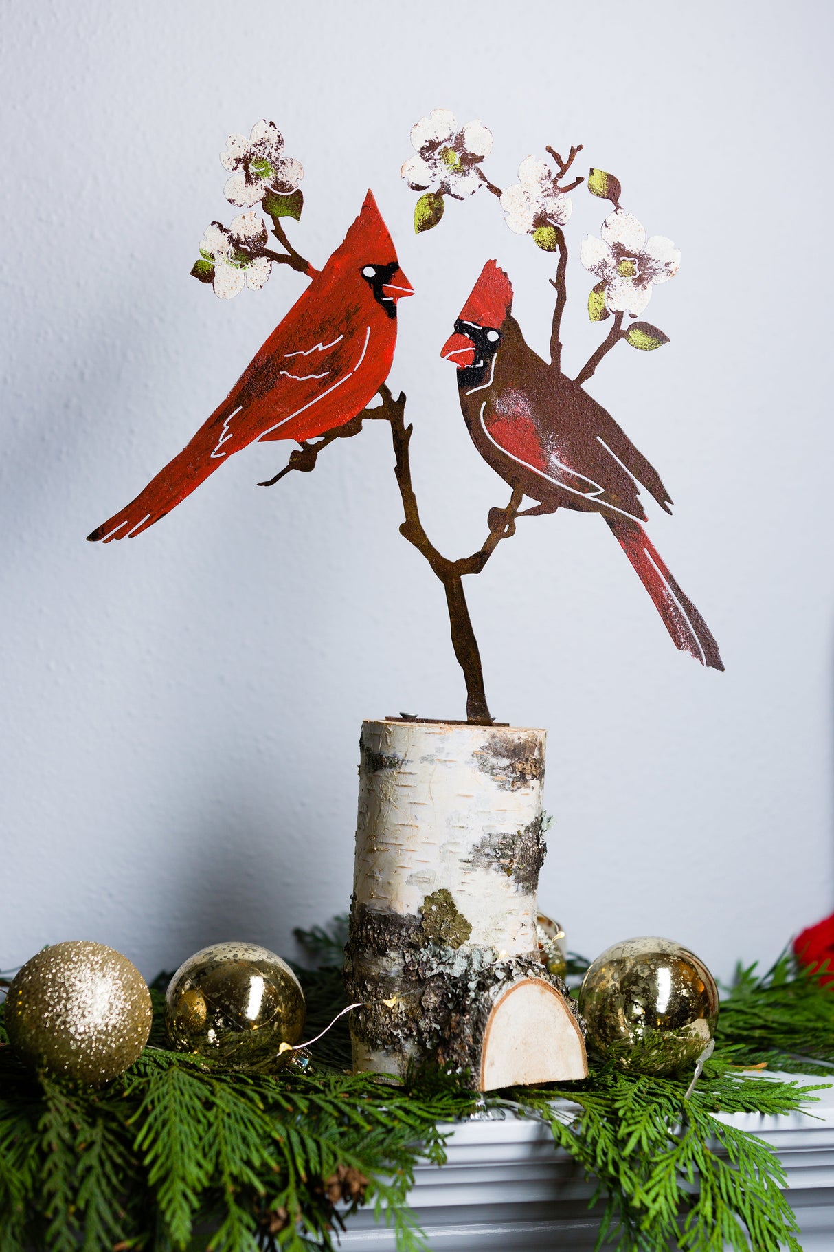 Cardinals On Dogwood Tab - Painted