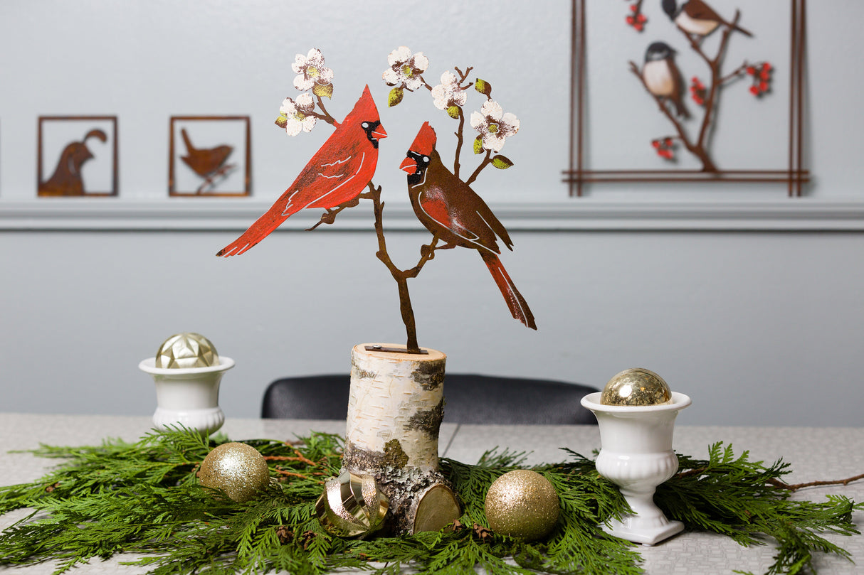 Cardinals On Dogwood Tab - Painted
