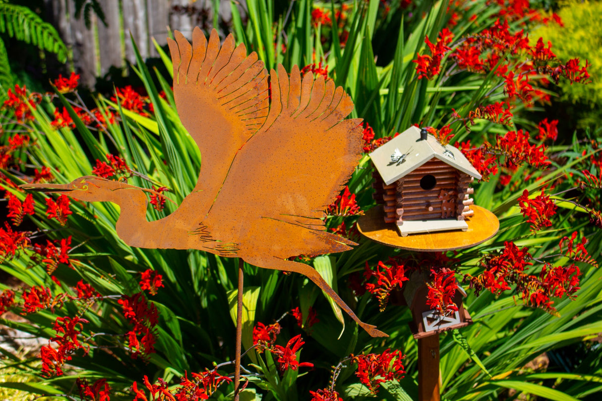 Flying Heron Yard Stake