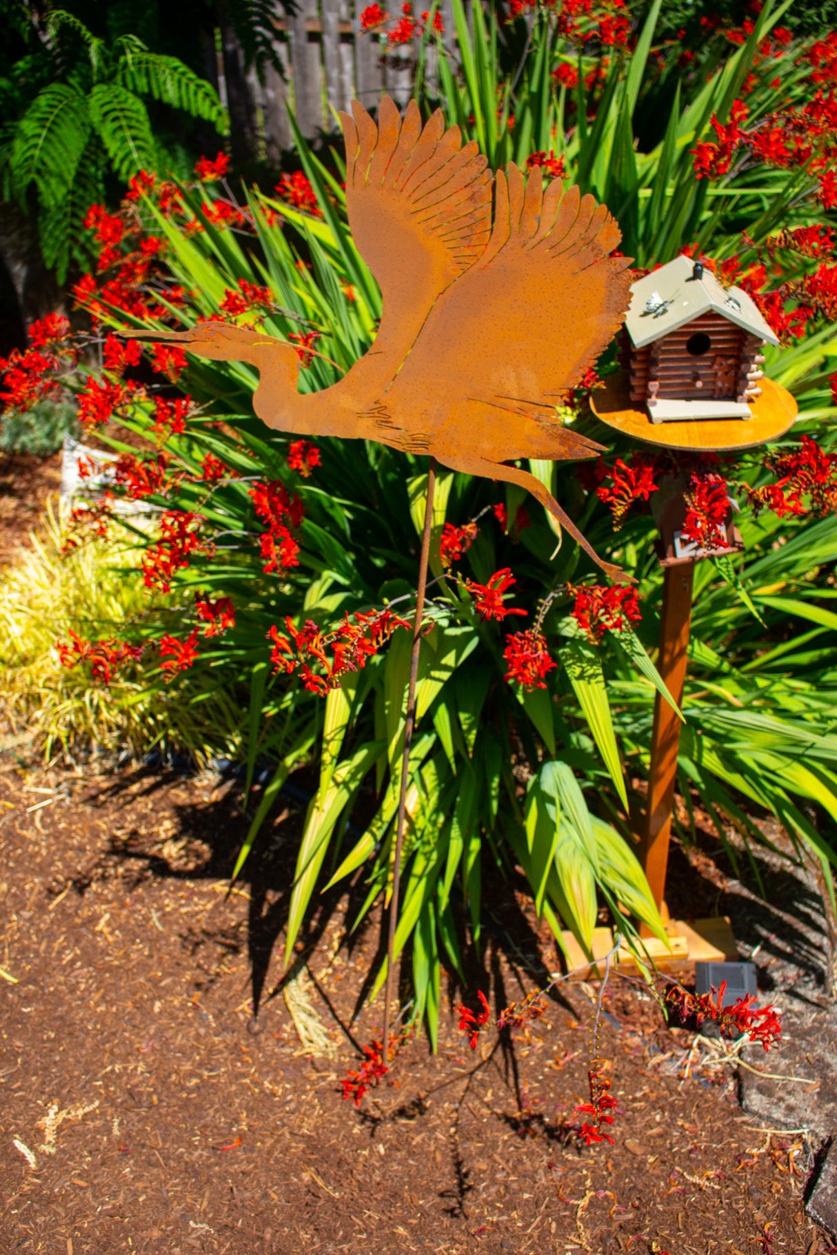 Flying Heron Yard Stake