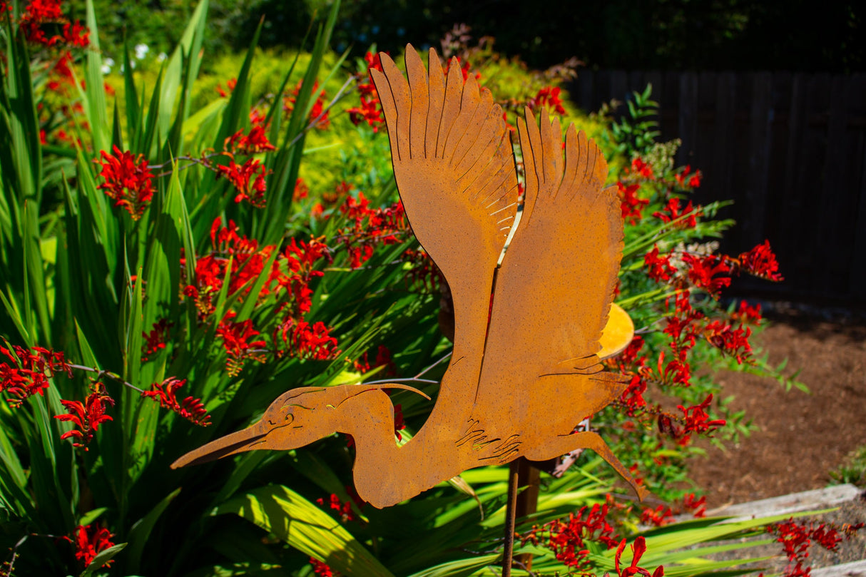 Flying Heron Yard Stake
