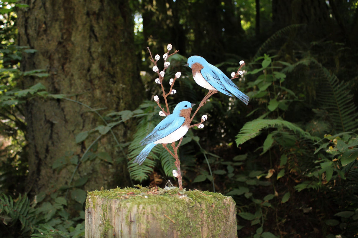Bluebirds on Willow Branch Tab - Painted