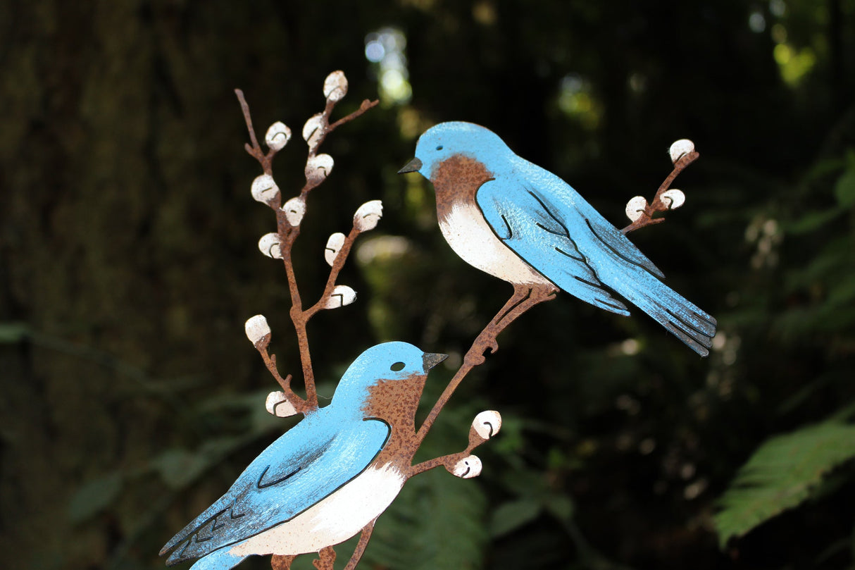 Bluebirds on Willow Branch Tab - Painted