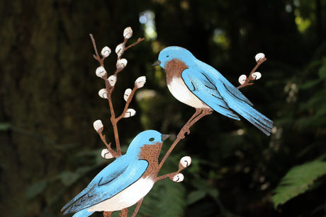 Bluebirds on Willow Branch Tab - Painted