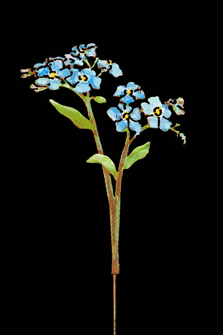 Forget Me Not Flower Painted Garden Pick