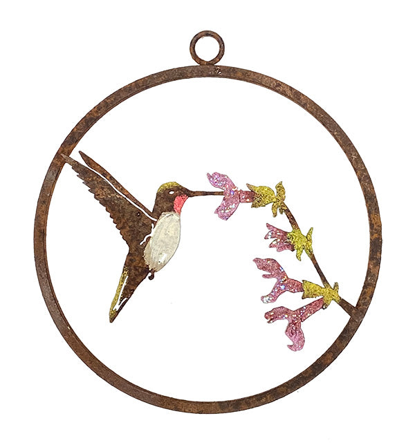 Hummingbird on Salvia Mini Ring Hand-Painted