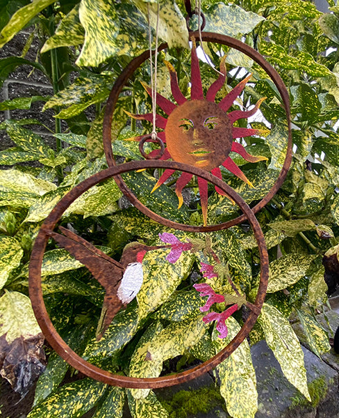 Hummingbird on Salvia Mini Ring Hand-Painted