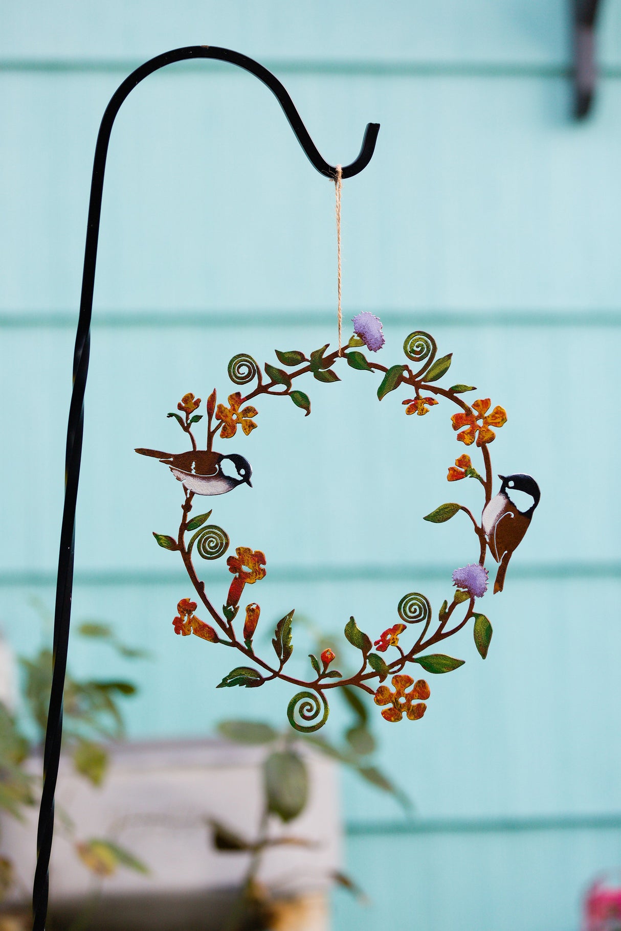 Chickadees & Flowers Wreath