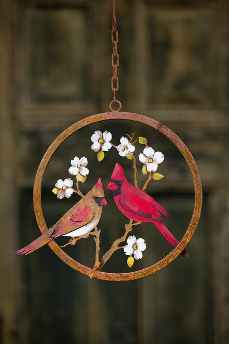 Cardinals on Dogwood Painted Ring