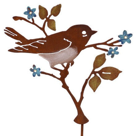 Upright Warbler with Flower Pick - Painted