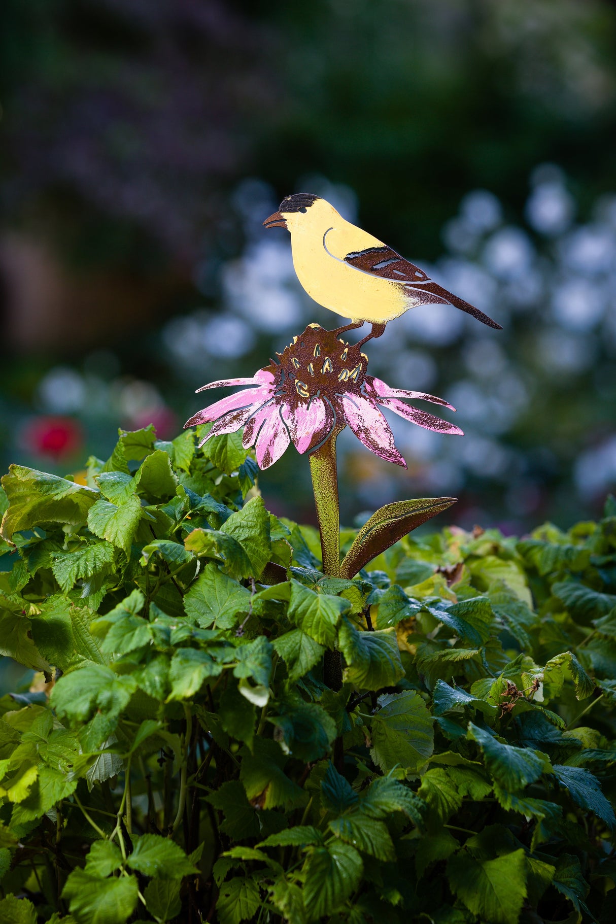 Hand Painted Goldfinch on Cone Flower Pick