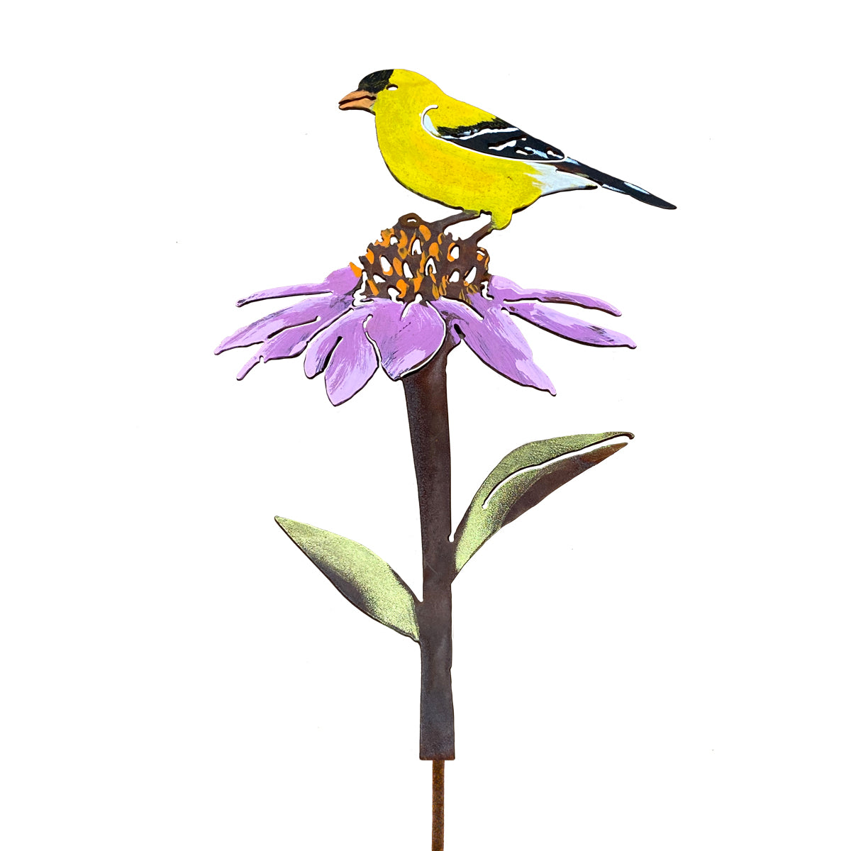 Hand Painted Goldfinch on Cone Flower Pick
