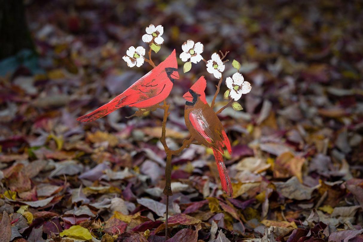 Cardinals On Dogwood Stake