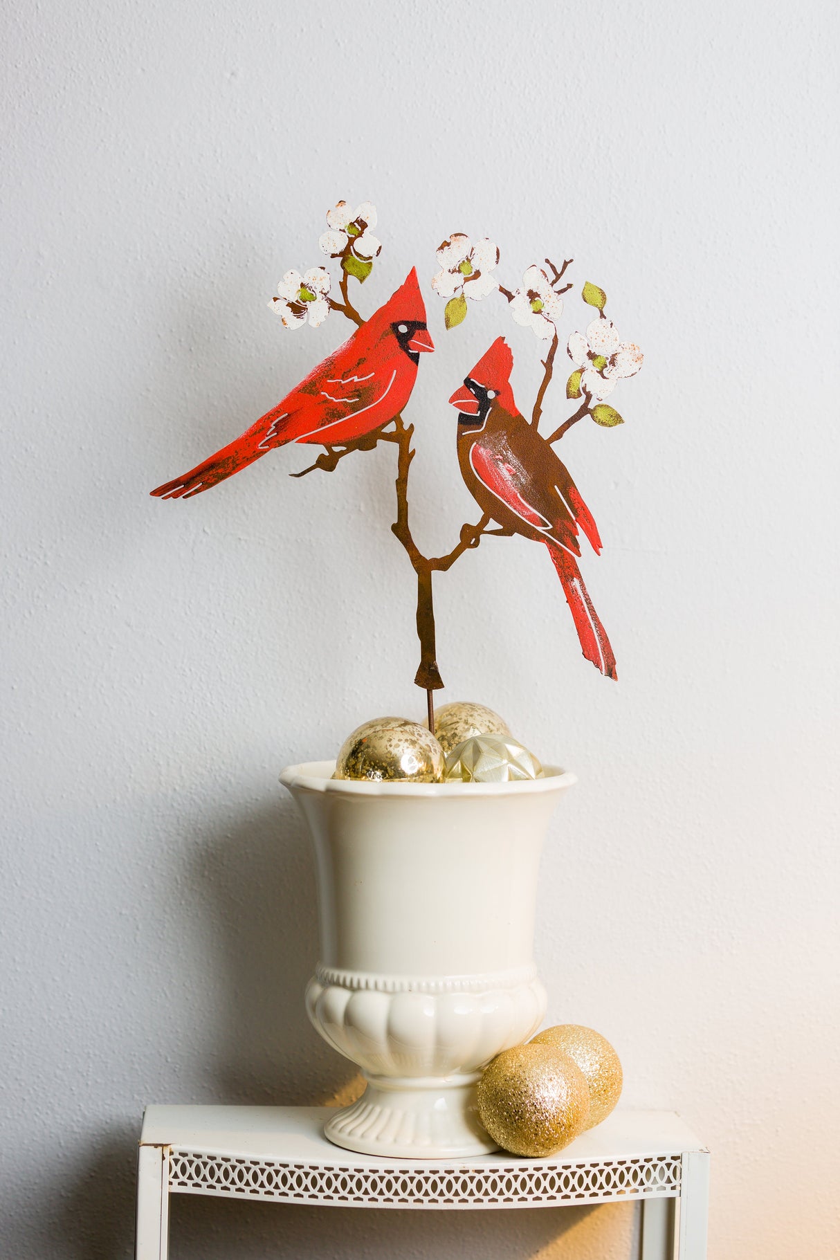 Cardinals On Dogwood Stake