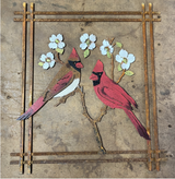 Hand Painted Cardinals on Dogwood Wall Art