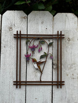 Hand Painted Hummingbird on Fuchsia Wall Art