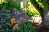 Quail on Poppies Stake Painted