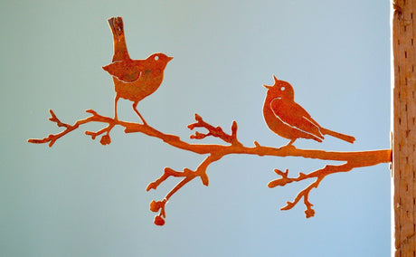 Warbler and Robin on Branch