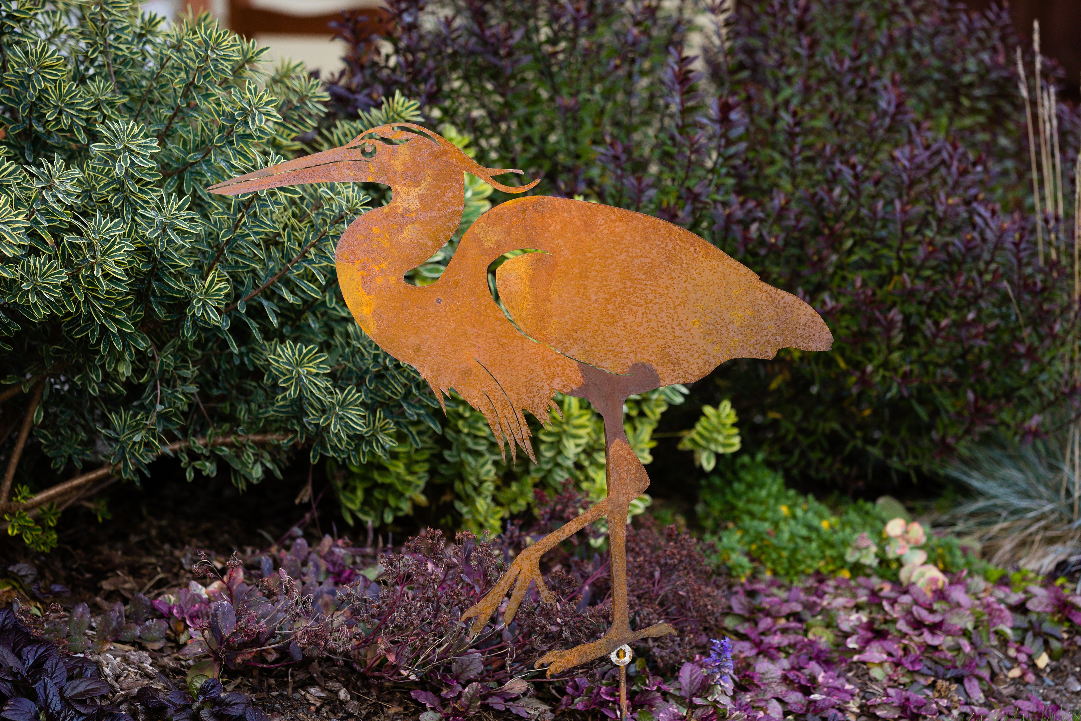 Great online Blue Heron Garden Stake | Wild Bird Art | Heron Art | Metal Bird Gift for Men | Metal Wildlife Art | Bird of Prey Art | Rusty | OS652