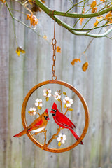Cardinals on Dogwood Painted Ring