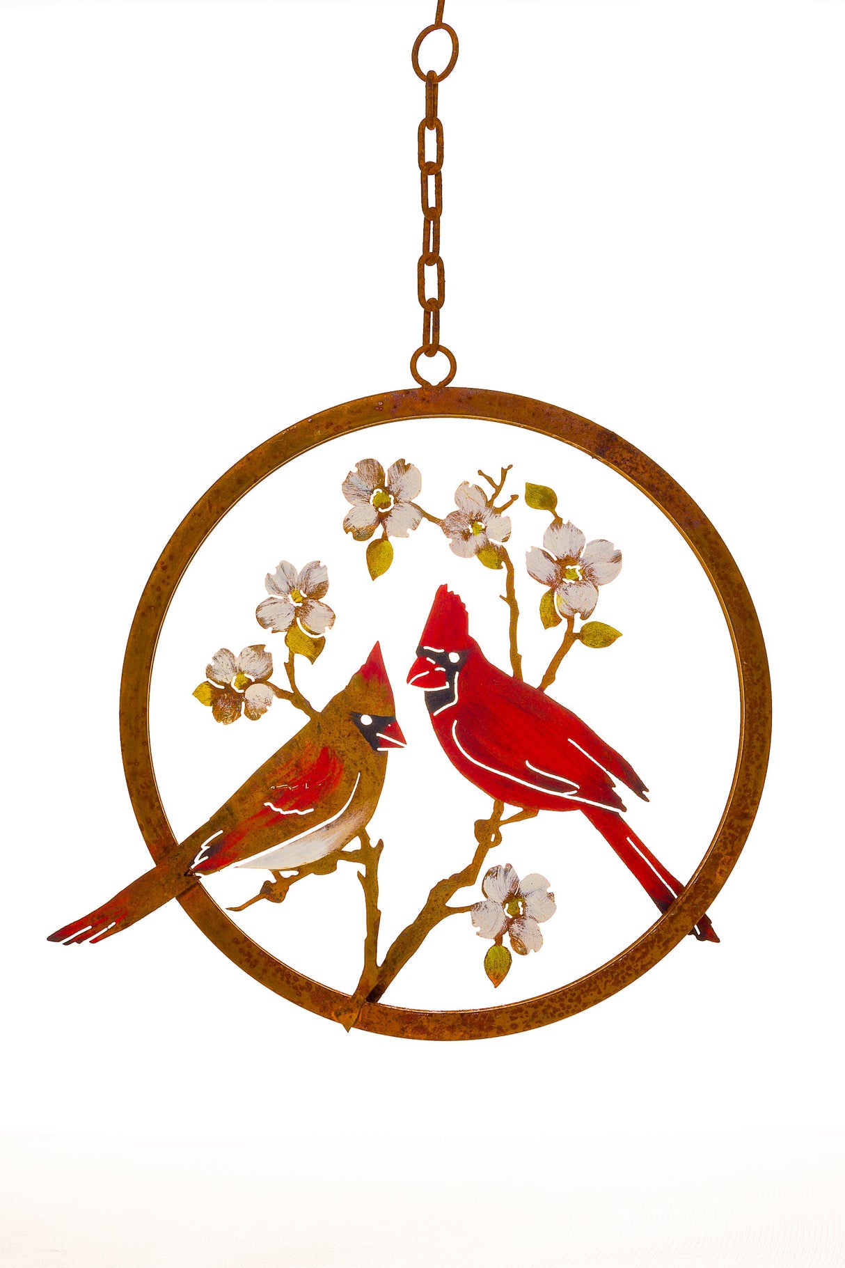 Cardinals on Dogwood Painted Ring