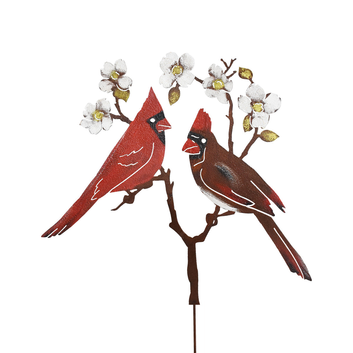 Cardinals On Dogwood Stake